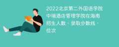 2022北京第二外国语学院中瑞酒店管理学院在海南招生人数、录取分数线、位次