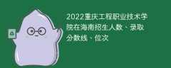 2022重庆工程职业技术学院在海南招生人数、录取分数线、位次