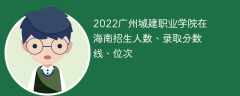 2022广州城建职业学院在海南招生人数、录取分数线、位次