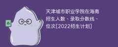 天津城市职业学院在海南录取分数线、位次、招生人数[2022招生计划]