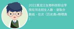 2022黑龙江生物科技职业学院在河北录取分数线、位次、招生人数（历史类+物理类）