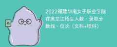 2022福建华南女子职业学院在黑龙江招生人数、录取分数线、位次（文科+理科）