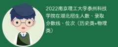 2022南京理工大学泰州科技学院在湖北录取分数线、位次、招生人数（历史类+物理类）