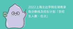 2022上海立达学院在湖南录取分数线及招生计划「含位次、招生人数」