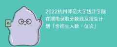 2022杭州师范大学钱江学院在湖南录取分数线及招生计划「含招生人数、位次」