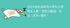 2022哈尔滨医科大学在江西录取分数线、位次、招生人数（文科+理科）
