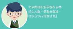 北京网络职业学院在吉林招生人数、录取分数线、位次[2022招生计划]