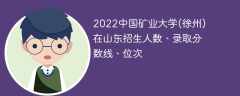 2022中国矿业大学(徐州)在山东招生人数、录取分数线、位次