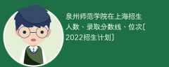 泉州师范学院在上海录取分数线、位次、招生人数[2022招生计划]