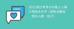 2023浙江考多少分能上上海工程技术大学（附2020-2022录取分数线）