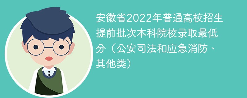 安徽省2022年普通高校招生提前批次本科院校錄取最低分（公安司法和應急消防、其他類）