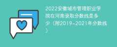 2022安徽城市管理职业学院在河南录取分数线是多少（附2019~2021年分数线）