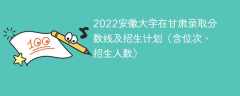 2022安徽大学在甘肃录取分数线及招生计划（含位次、招生人数）