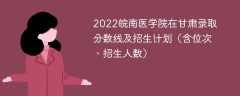 2022皖南医学院在甘肃录取分数线及招生计划（含位次、招生人数）