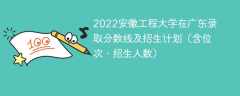 2022安徽工程大学在广东录取分数线及招生计划（含位次、招生人数）