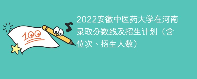 2022安徽中医药大学在河南录取分数线及招生计划（含位次、招生人数）