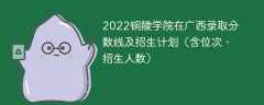 2022铜陵学院在广西录取分数线及招生计划（含位次、招生人数）