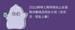 2022蚌埠工商学院在山东录取分数线及招生计划（含位次、招生人数）