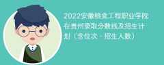 2022安徽粮食工程职业学院在贵州录取分数线及招生计划（含位次、招生人数）