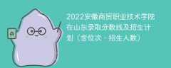 2022安徽商贸职业技术学院在山东录取分数线及招生计划（含位次、招生人数）
