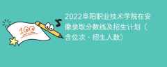 2022阜阳职业技术学院在安徽录取分数线及招生计划（含位次、招生人数）