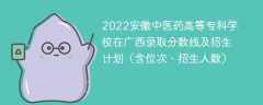 2022安徽中医药高等专科学校在广西录取分数线及招生计划（含位次、招生人数）