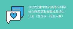 2022安徽中医药高等专科学校在陕西录取分数线及招生计划（含位次、招生人数）