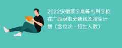 2022安徽医学高等专科学校在广西录取分数线及招生计划（含位次、招生人数）