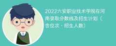 2022六安职业技术学院在河南录取分数线及招生计划（含位次、招生人数）