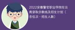 2022安徽警官职业学院在云南录取分数线及招生计划（含位次、招生人数）