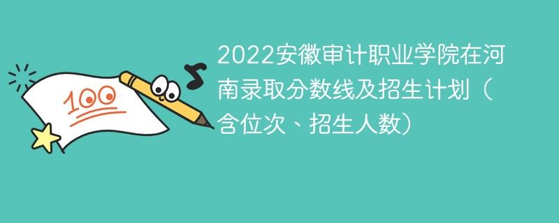 2022安徽审计职业学院在河南录取分数线及招生计划（含位次、招生人数）