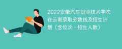 2022安徽汽车职业技术学院在云南录取分数线及招生计划（含位次、招生人数）