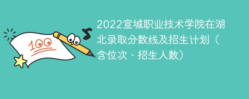 2022宣城职业技术学院在湖北录取分数线及招生计划（含位次、招生人数）