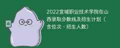 2022宣城职业技术学院在山西录取分数线及招生计划（含位次、招生人数）