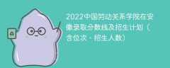 2022中国劳动关系学院在安徽录取分数线及招生计划（含位次、招生人数）