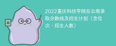 2022重庆科技学院在云南录取分数线及招生计划（含位次、招生人数）