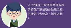 2022重庆三峡医药高等专科学校在广东录取分数线及招生计划（含位次、招生人数）