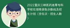 2022重庆三峡医药高等专科学校在湖南录取分数线及招生计划（含位次、招生人数）