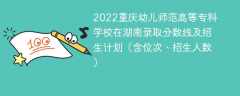 2022重庆幼儿师范高等专科学校在湖南录取分数线及招生计划（含位次、招生人数）