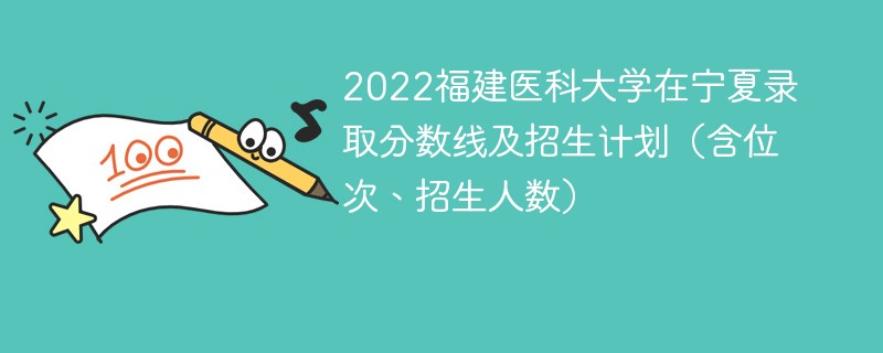 2022福建医科大学在宁夏录取分数线及招生计划（含位次、招生人数）