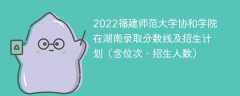 2022福建师范大学协和学院在湖南录取分数线及招生计划（含位次、招生人数）