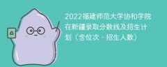 2022福建师范大学协和学院在新疆录取分数线及招生计划（含位次、招生人数）