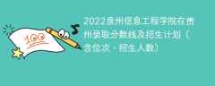 2022泉州信息工程学院在贵州录取分数线及招生计划（含位次、招生人数）