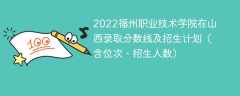 2022福州职业技术学院在山西录取分数线及招生计划（含位次、招生人数）