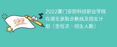 2022厦门安防科技职业学院在湖北录取分数线及招生计划（含位次、招生人数）