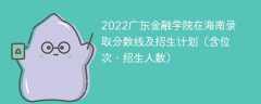 2022广东金融学院在海南录取分数线及招生计划（含位次、招生人数）