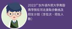 2022广东外语外贸大学南国商学院在河北录取分数线及招生计划（含位次、招生人数）