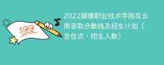 2022顺德职业技术学院在云南录取分数线及招生计划（含位次、招生人数）