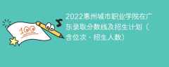 2022惠州城市职业学院在广东录取分数线及招生计划（含位次、招生人数）