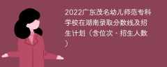 2022广东茂名幼儿师范专科学校在湖南录取分数线及招生计划（含位次、招生人数）